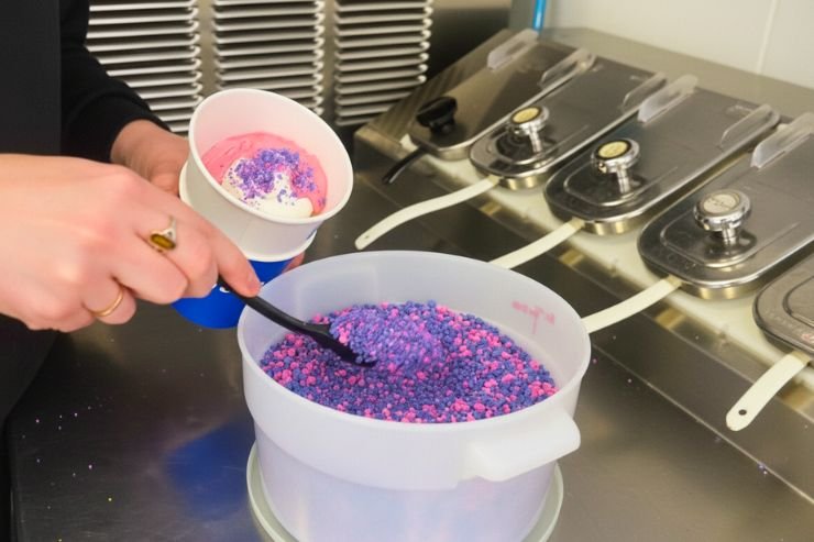 Add the Cotton Candy Syrup and Food Coloring